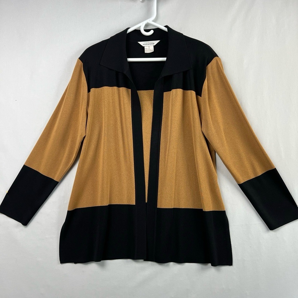 Exclusively Mislook Open Cardigan Womens XL Black Brown Colorblock Jacket